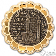Магнит из бересты Уфа-Мечеть Ляля-Тюльпан купола золото